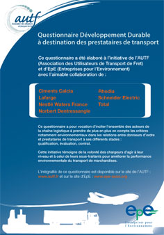 Questionnaire Développement Durable à destination des prestataires de transport - 2007
